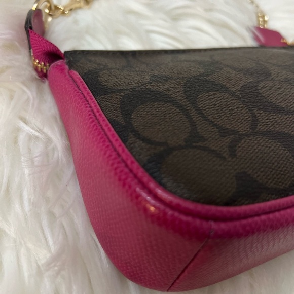 Coach Brown and Pink Wristlet with Gold Chain# F64234( NWOT) - Picture 9 of 12